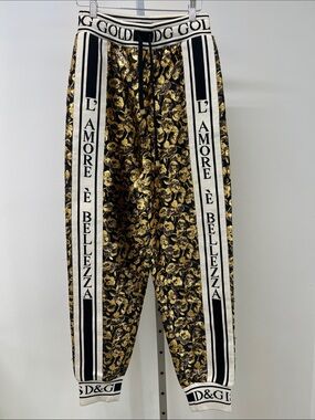 D&G Black and Gold Baroque Jogger Pants